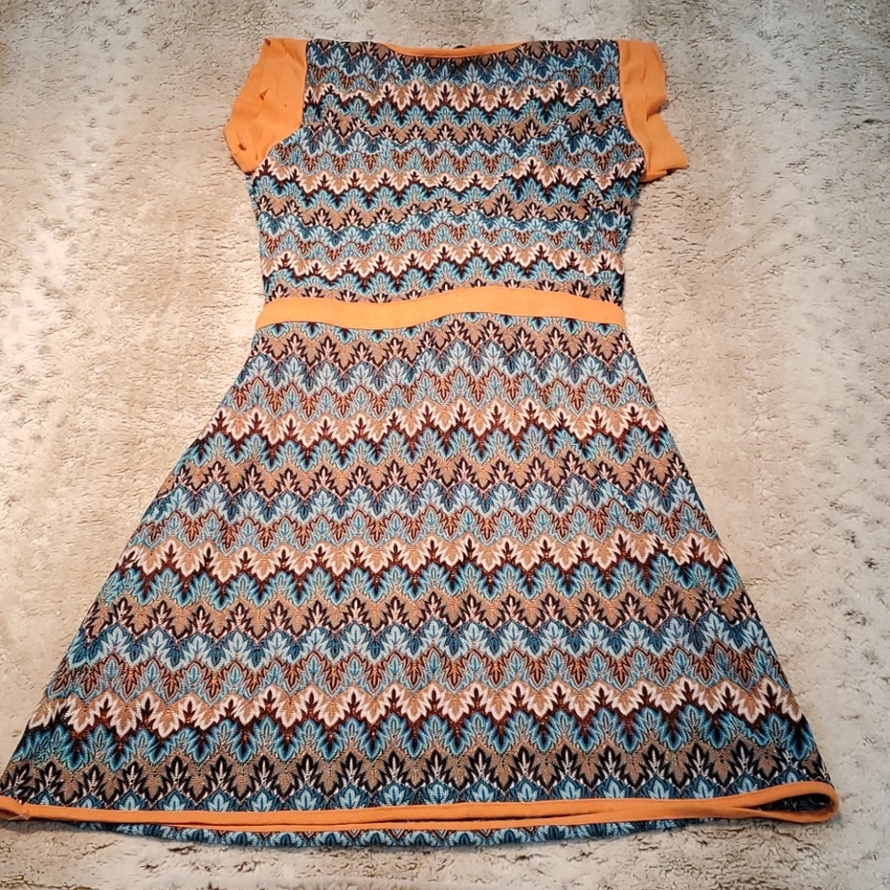 Young Threads Orange Blue Geometric Patterned Wra… - image 7